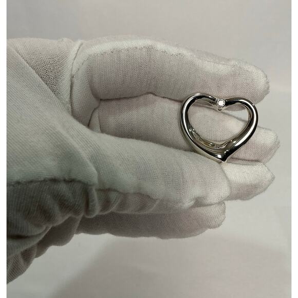 Tiffany & Co diamond open heart pendant 925 silver Elsa Peretti - Picture 2 of 9